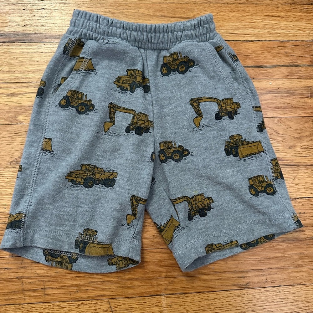Chaser Gray Kids Shorts with Construction Vehicles